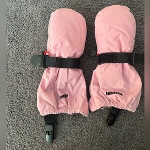 Kombi Pink Kids Mittens with Adjustable Straps